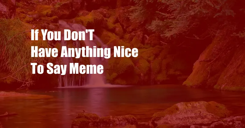 If You Don'T Have Anything Nice To Say Meme
