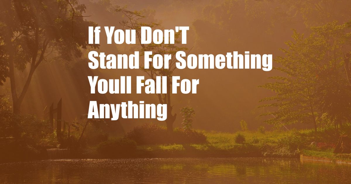 If You Don'T Stand For Something Youll Fall For Anything