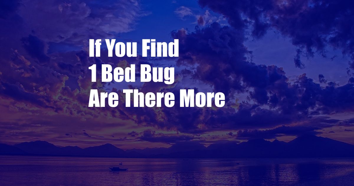 If You Find 1 Bed Bug Are There More