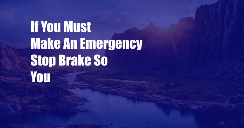 If You Must Make An Emergency Stop Brake So You