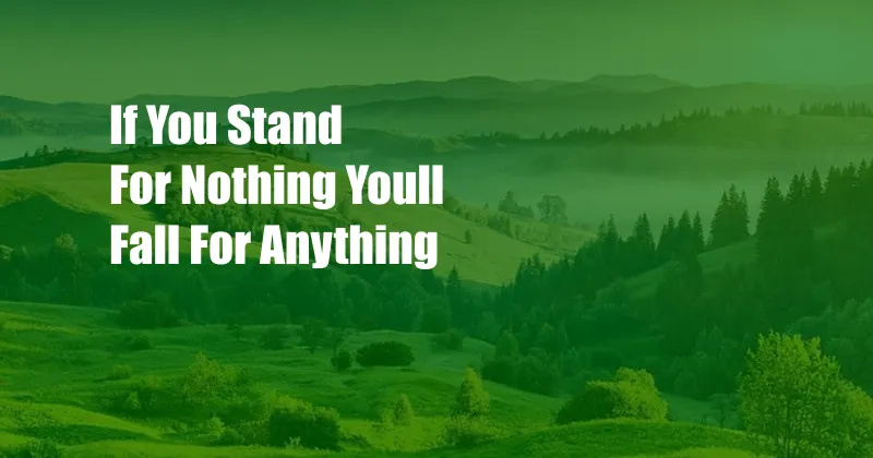 If You Stand For Nothing Youll Fall For Anything