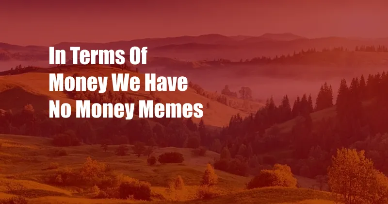 In Terms Of Money We Have No Money Memes