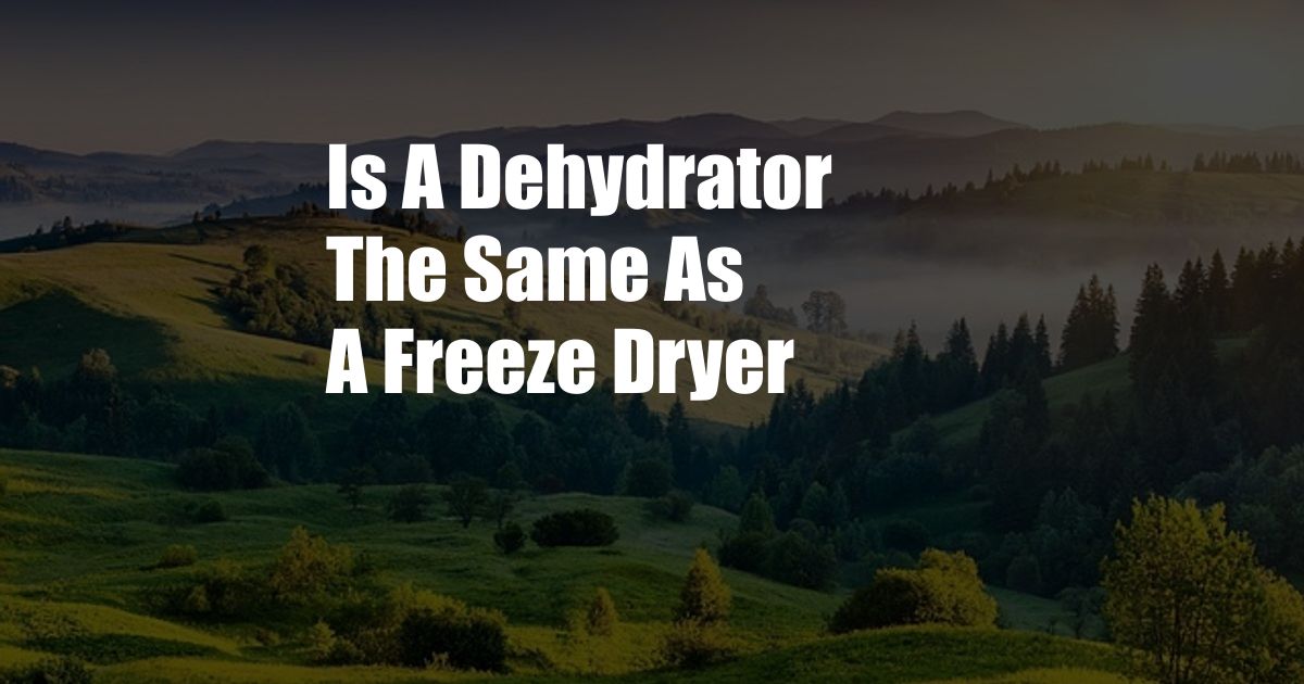 Is A Dehydrator The Same As A Freeze Dryer