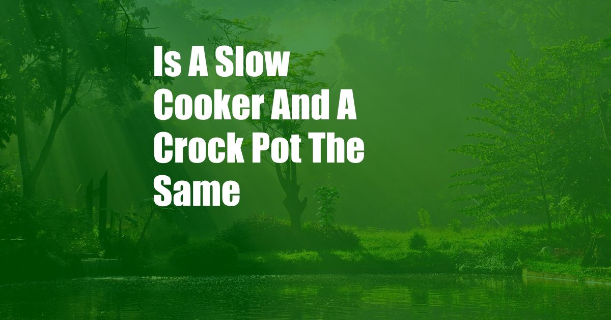 Is A Slow Cooker And A Crock Pot The Same