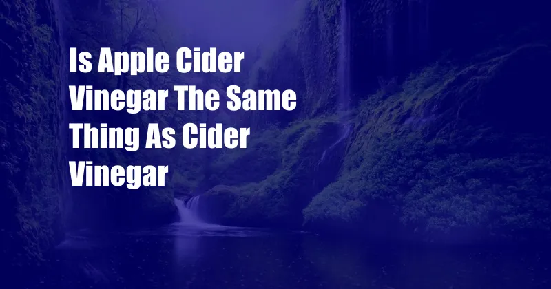 Is Apple Cider Vinegar The Same Thing As Cider Vinegar