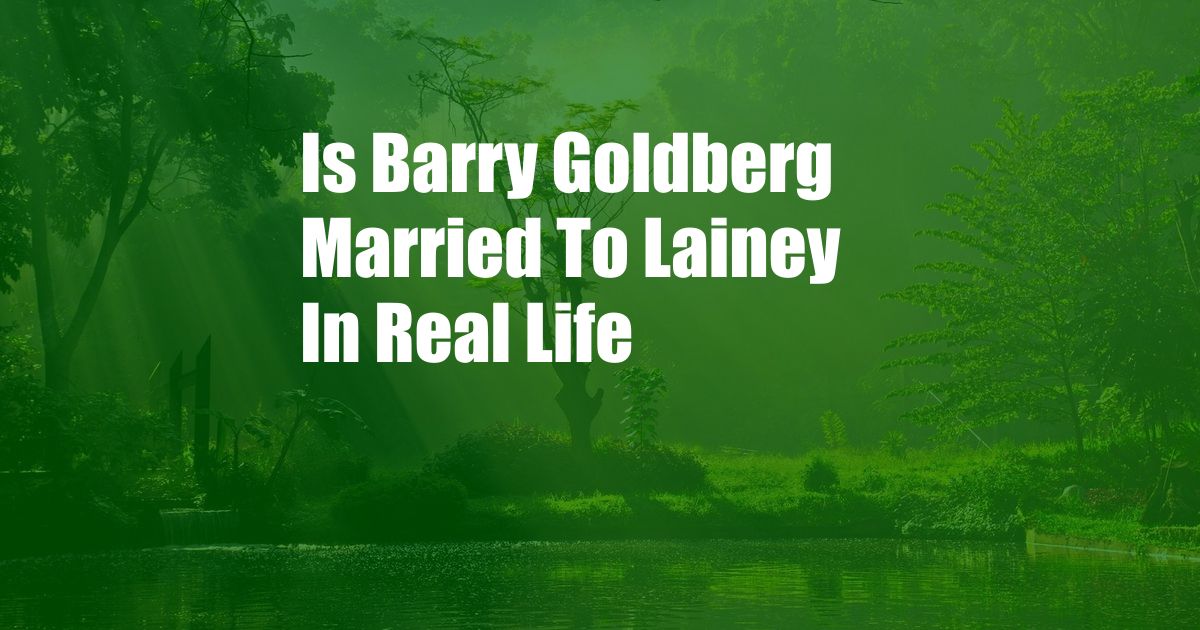 Is Barry Goldberg Married To Lainey In Real Life
