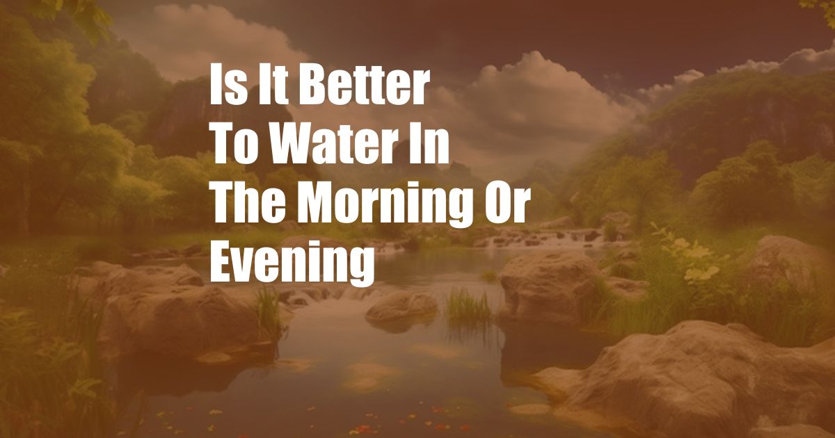 Is It Better To Water In The Morning Or Evening