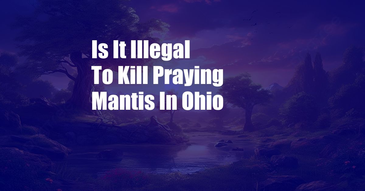Is It Illegal To Kill Praying Mantis In Ohio