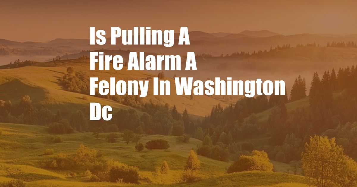 Is Pulling A Fire Alarm A Felony In Washington Dc