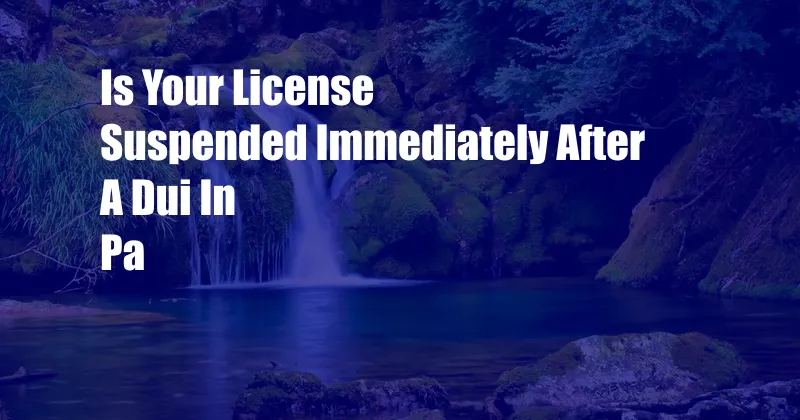 Is Your License Suspended Immediately After A Dui In Pa