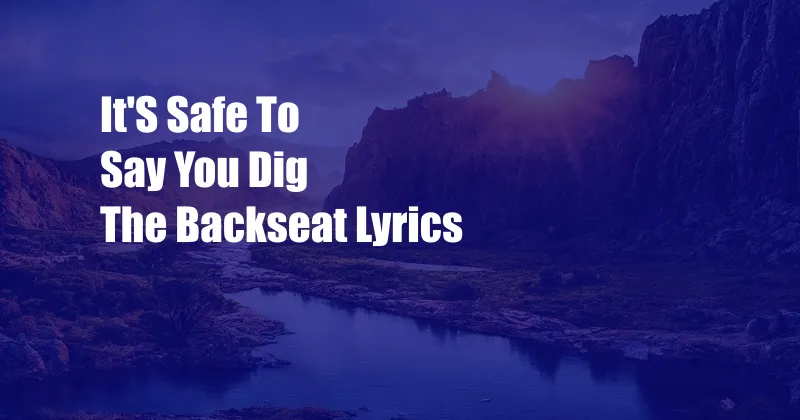 It'S Safe To Say You Dig The Backseat Lyrics