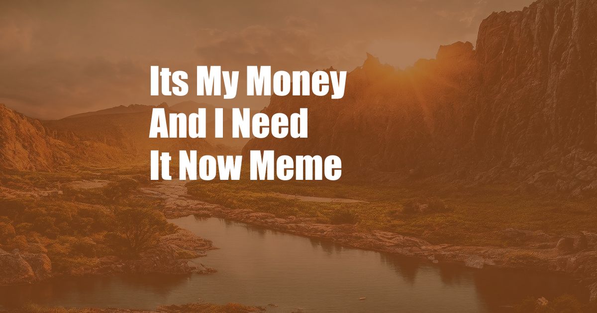 Its My Money And I Need It Now Meme