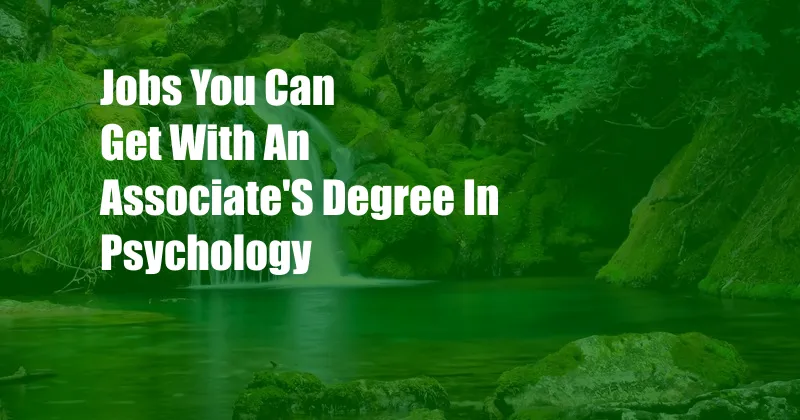 Jobs You Can Get With An Associate'S Degree In Psychology