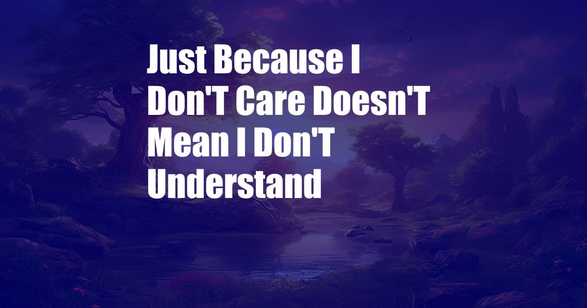 Just Because I Don'T Care Doesn'T Mean I Don'T Understand