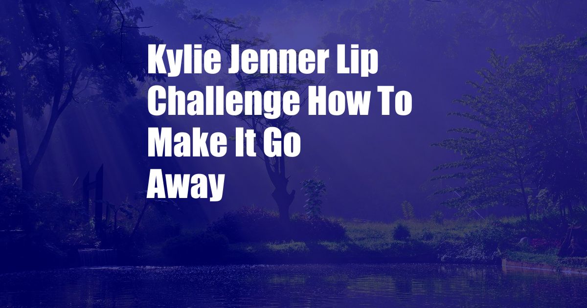 Kylie Jenner Lip Challenge How To Make It Go Away