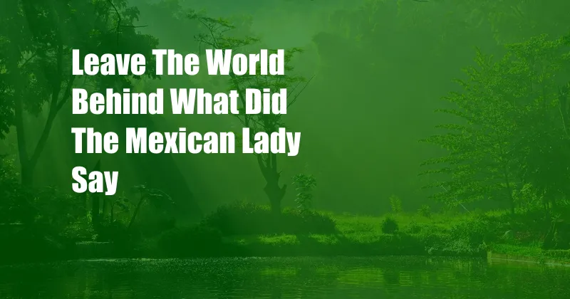 Leave The World Behind What Did The Mexican Lady Say