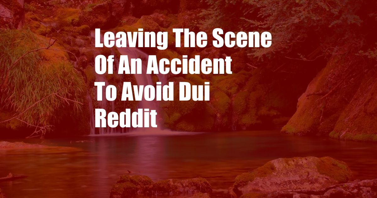 Leaving The Scene Of An Accident To Avoid Dui Reddit