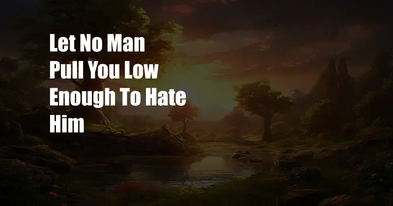 Let No Man Pull You Low Enough To Hate Him