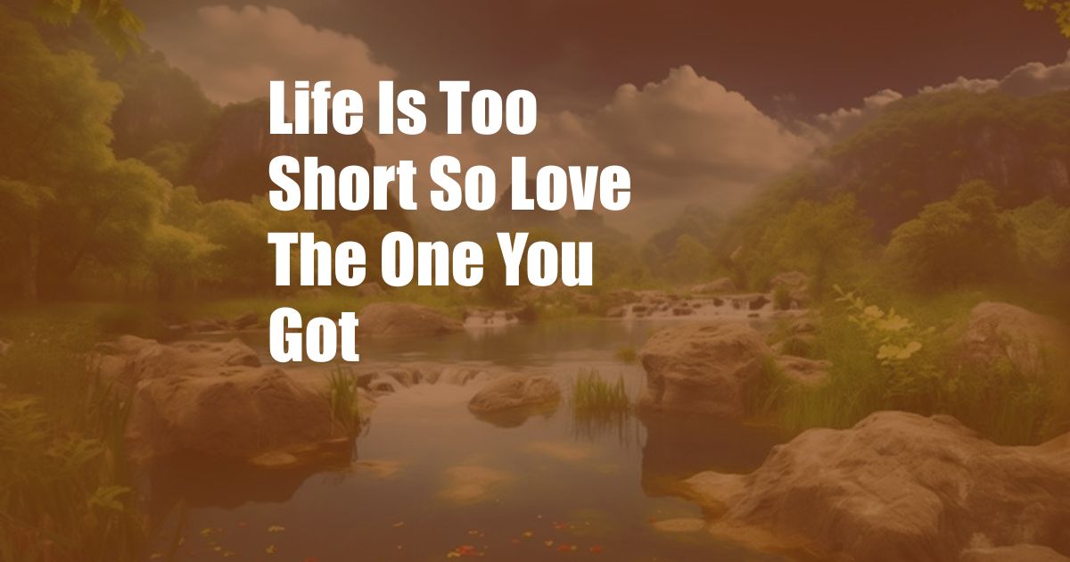 Life Is Too Short So Love The One You Got