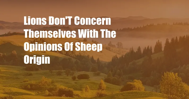 Lions Don'T Concern Themselves With The Opinions Of Sheep Origin