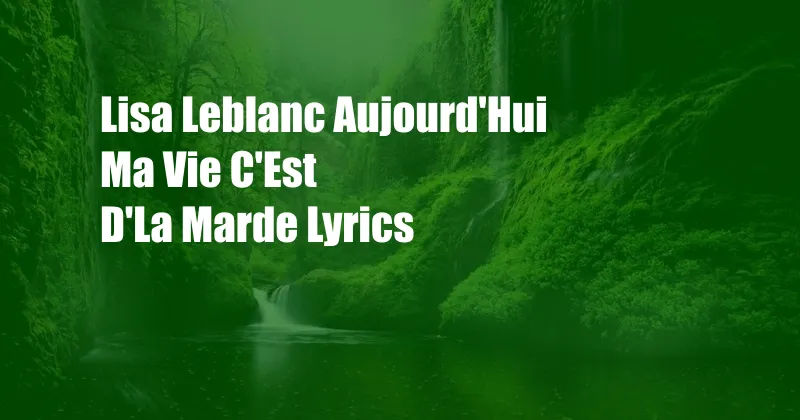 Lisa Leblanc Aujourd'Hui Ma Vie C'Est D'La Marde Lyrics