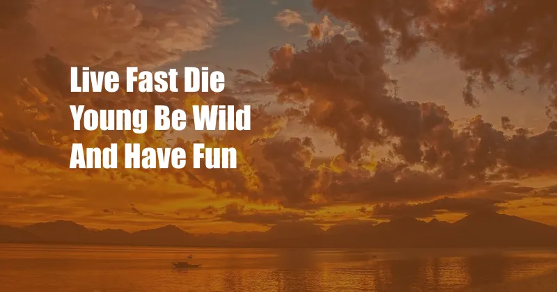 Live Fast Die Young Be Wild And Have Fun