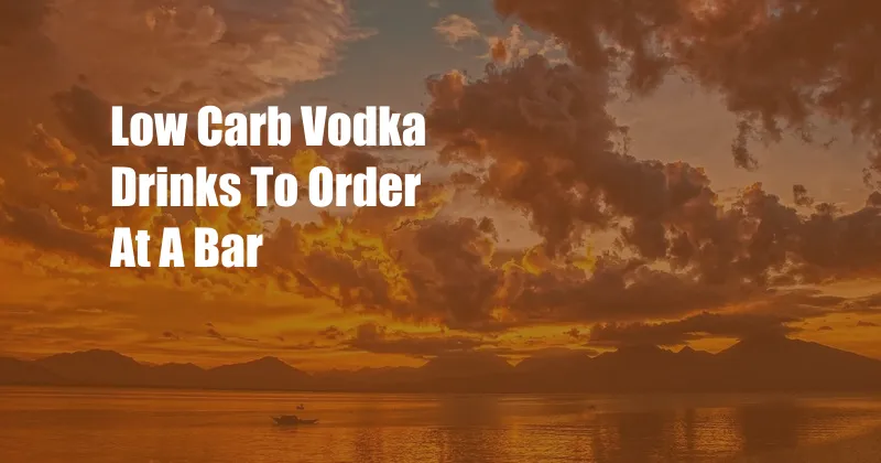 Low Carb Vodka Drinks To Order At A Bar