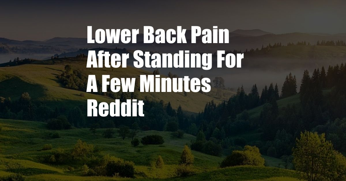 Lower Back Pain After Standing For A Few Minutes Reddit