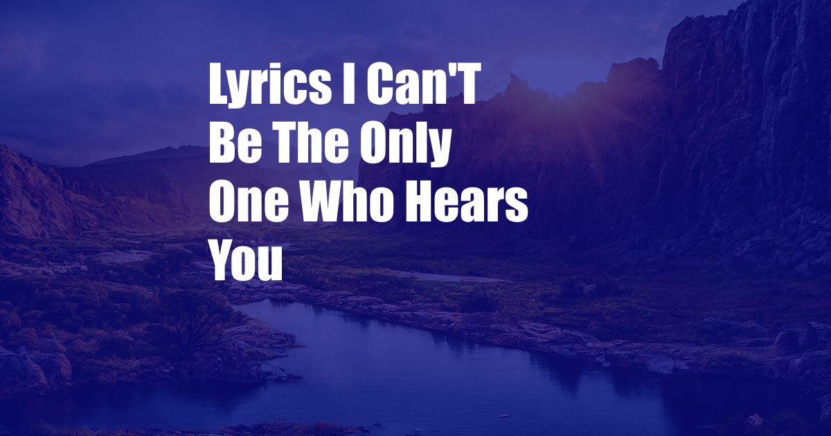 Lyrics I Can'T Be The Only One Who Hears You