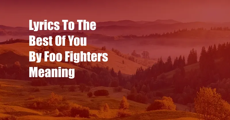 Lyrics To The Best Of You By Foo Fighters Meaning