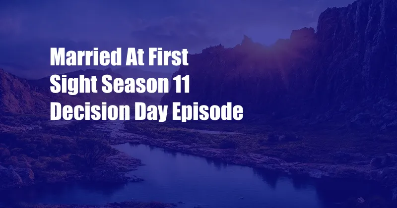 Married At First Sight Season 11 Decision Day Episode