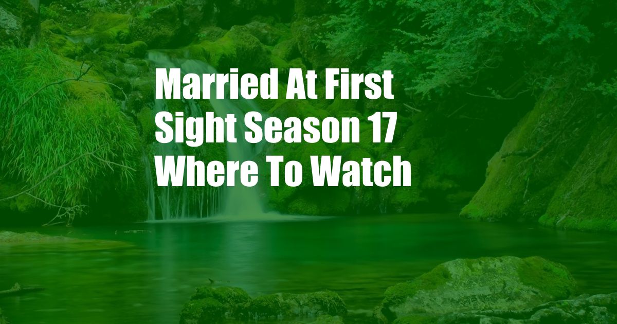 Married At First Sight Season 17 Where To Watch