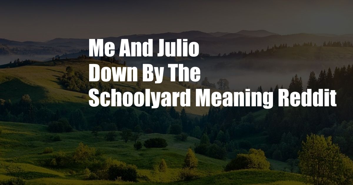 Me And Julio Down By The Schoolyard Meaning Reddit