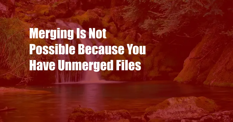 Merging Is Not Possible Because You Have Unmerged Files