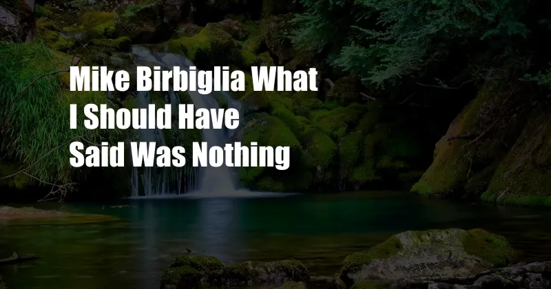 Mike Birbiglia What I Should Have Said Was Nothing