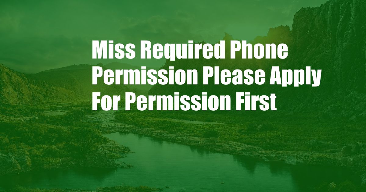 Miss Required Phone Permission Please Apply For Permission First