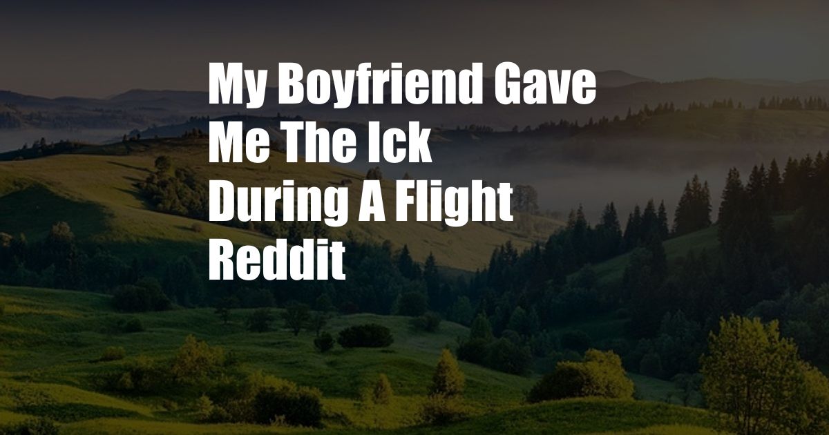 My Boyfriend Gave Me The Ick During A Flight Reddit