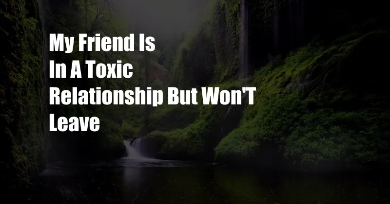 My Friend Is In A Toxic Relationship But Won'T Leave