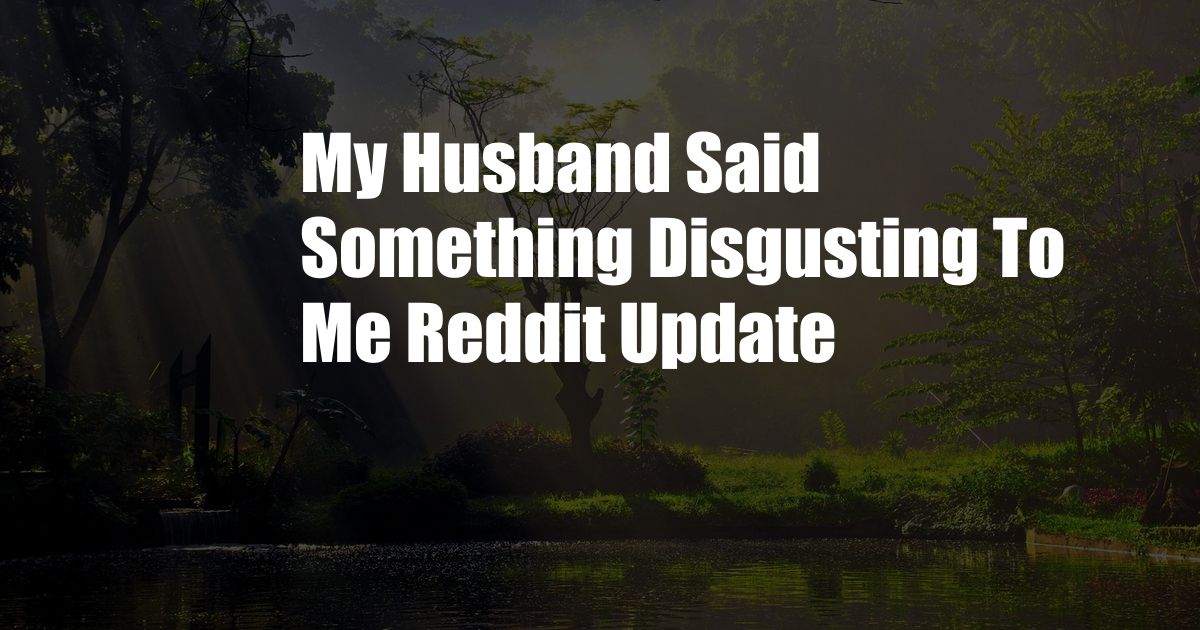 My Husband Said Something Disgusting To Me Reddit Update