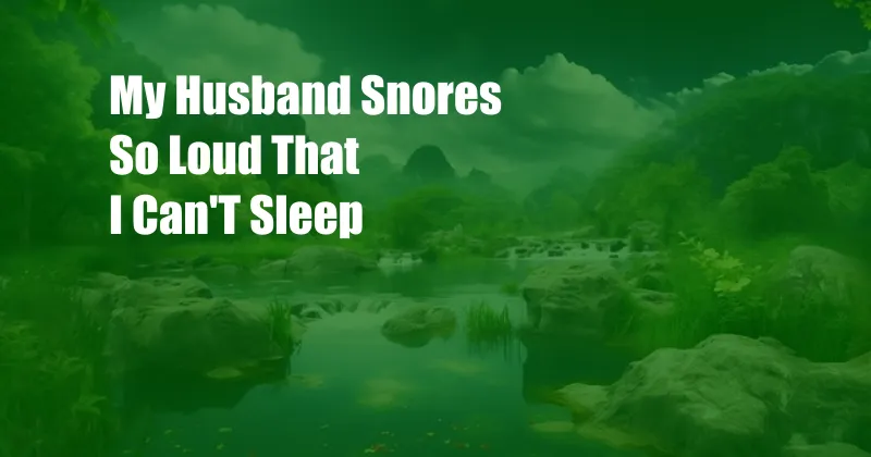 My Husband Snores So Loud That I Can'T Sleep 