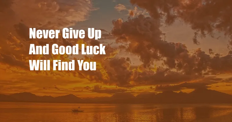 Never Give Up And Good Luck Will Find You