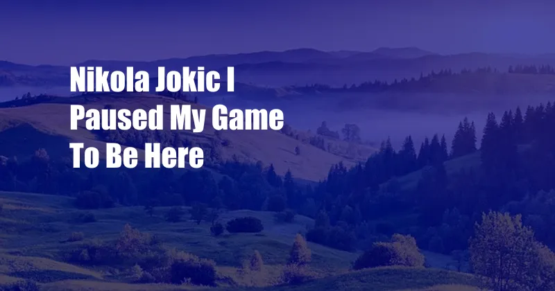 Nikola Jokic I Paused My Game To Be Here