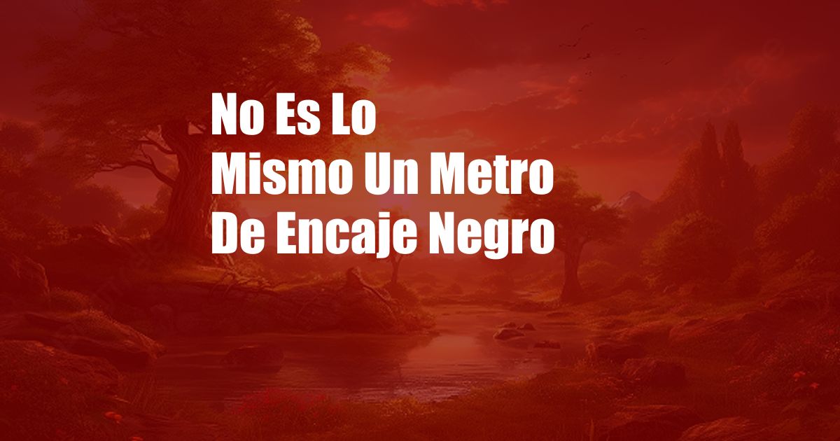 No Es Lo Mismo Un Metro De Encaje Negro