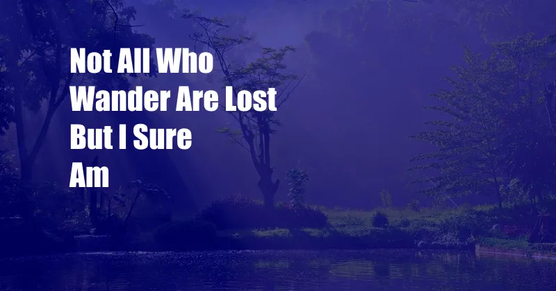 Not All Who Wander Are Lost But I Sure Am