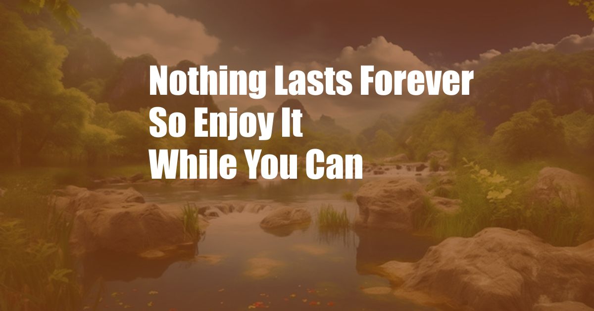 Nothing Lasts Forever So Enjoy It While You Can