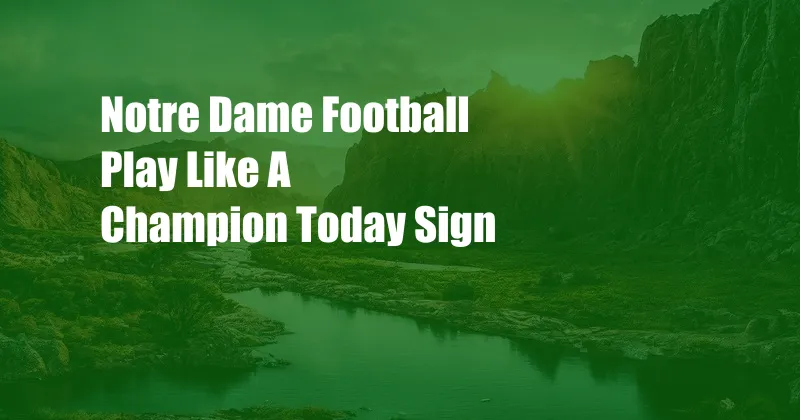 Notre Dame Football Play Like A Champion Today Sign