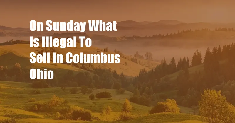 On Sunday What Is Illegal To Sell In Columbus Ohio