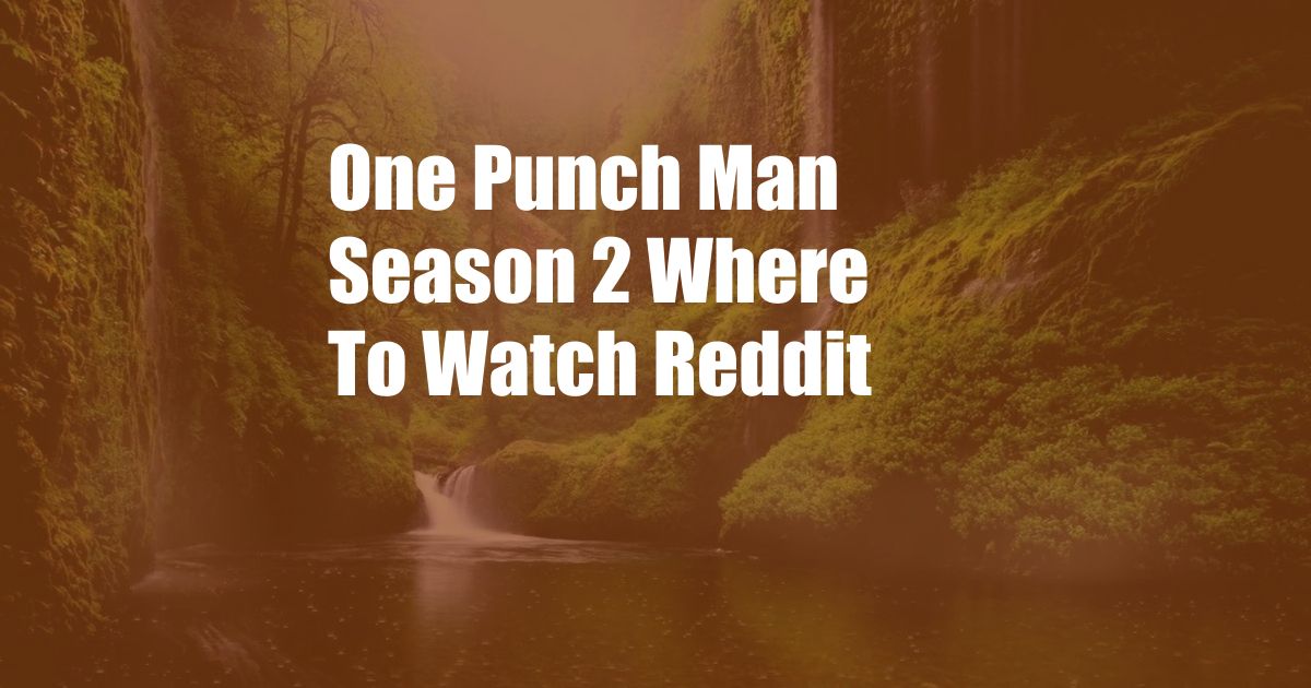 One Punch Man Season 2 Where To Watch Reddit