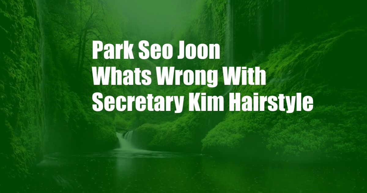 Park Seo Joon Whats Wrong With Secretary Kim Hairstyle