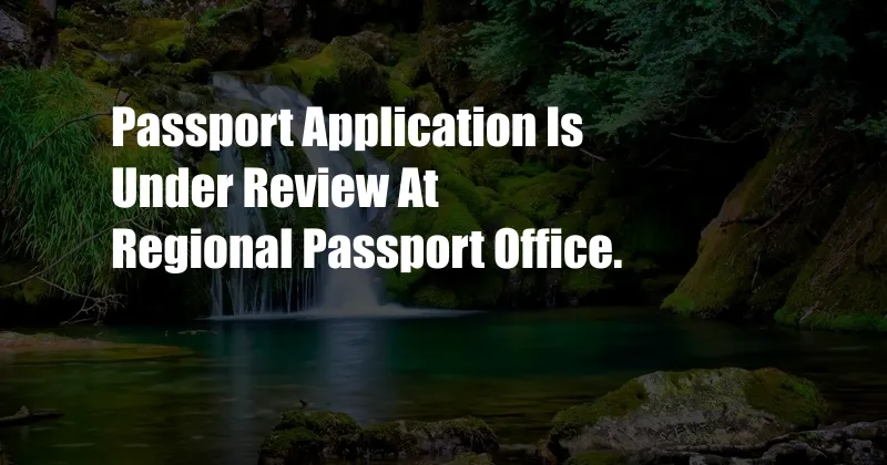 Passport Application Is Under Review At Regional Passport Office.